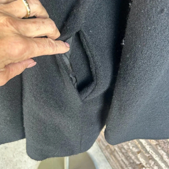 Doncaster Black 100% Boiled Wool Open Drape Swing Sweater Coat - Picture 4 of 6